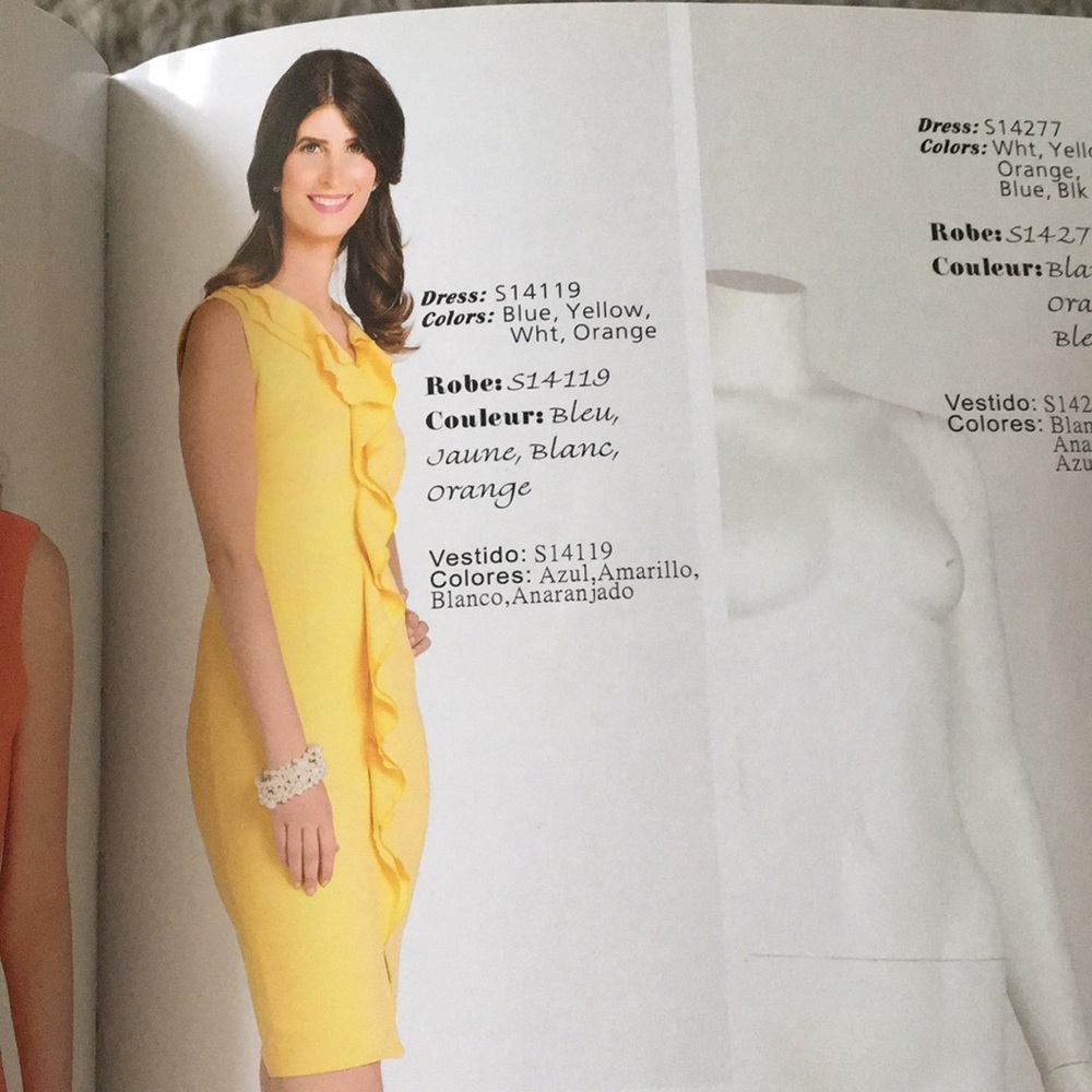 Samuel Dong Yellow Ruffle Sheath Dress